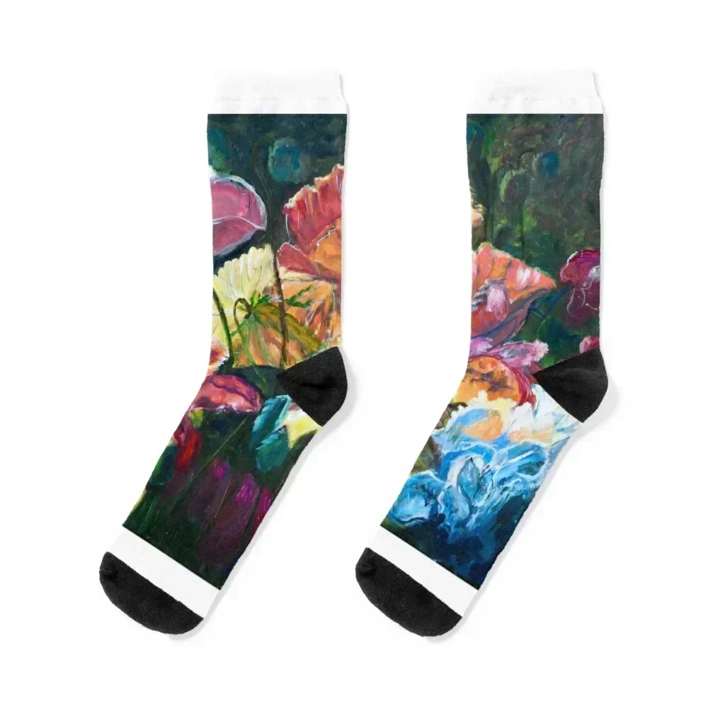 

floral on black Socks christmas stocking warm winter cycling football Socks Woman Men's
