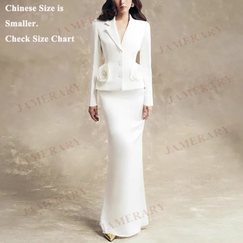 

Осенний комплект из двух предметов с 3D цветком, женский пиджак, костюм, пальто, длинные платья, брендовый дизайнер, женские комплекты макси-юбки «рыбий хвост» с русалкой