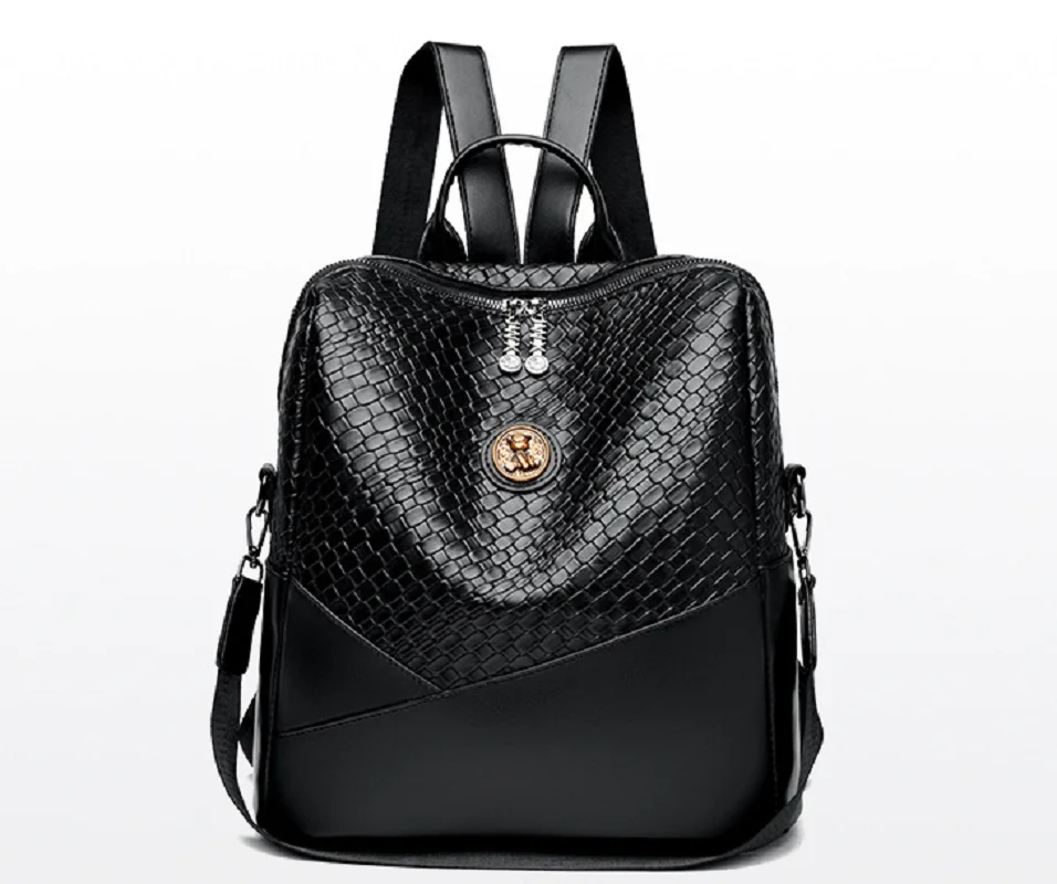 

2025 Korean High Quality Leather Double Shoulder Bags Women's Fashion Luxury Large Capacity Travel Backpacks Notebook School Bag