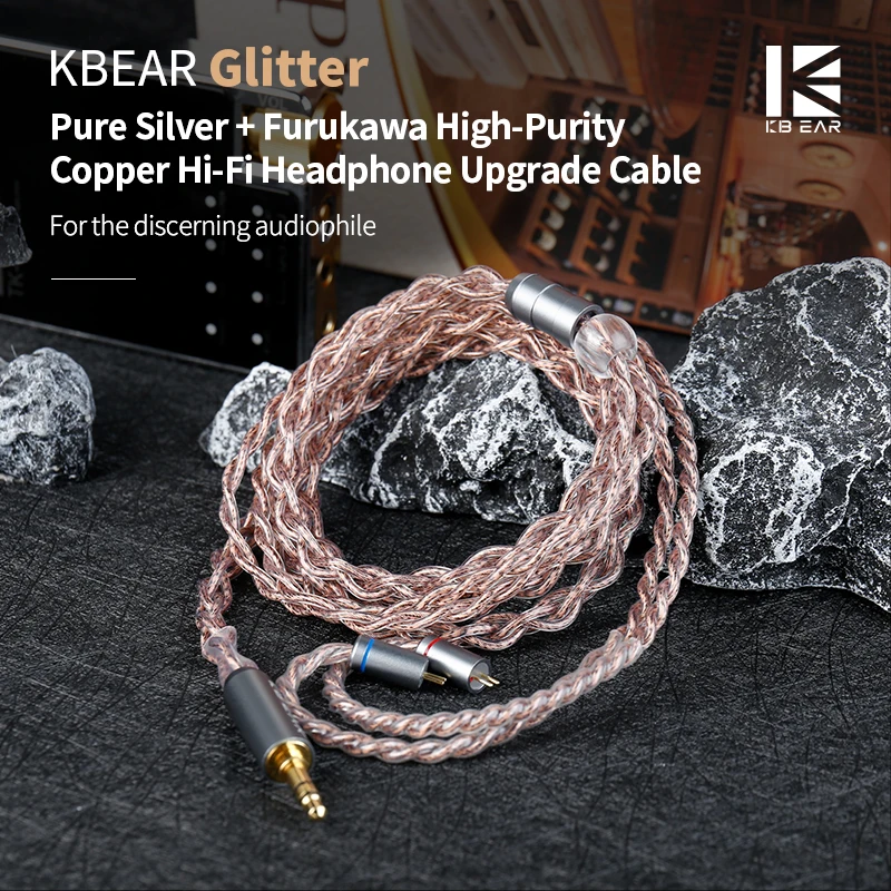 KBEAR بريق الفضة النقية + Furukawa عالية النقاء النحاس مرحبا فاي سماعة ترقية كابل متوازن قابل للاستبدال IEM كابل سماعة