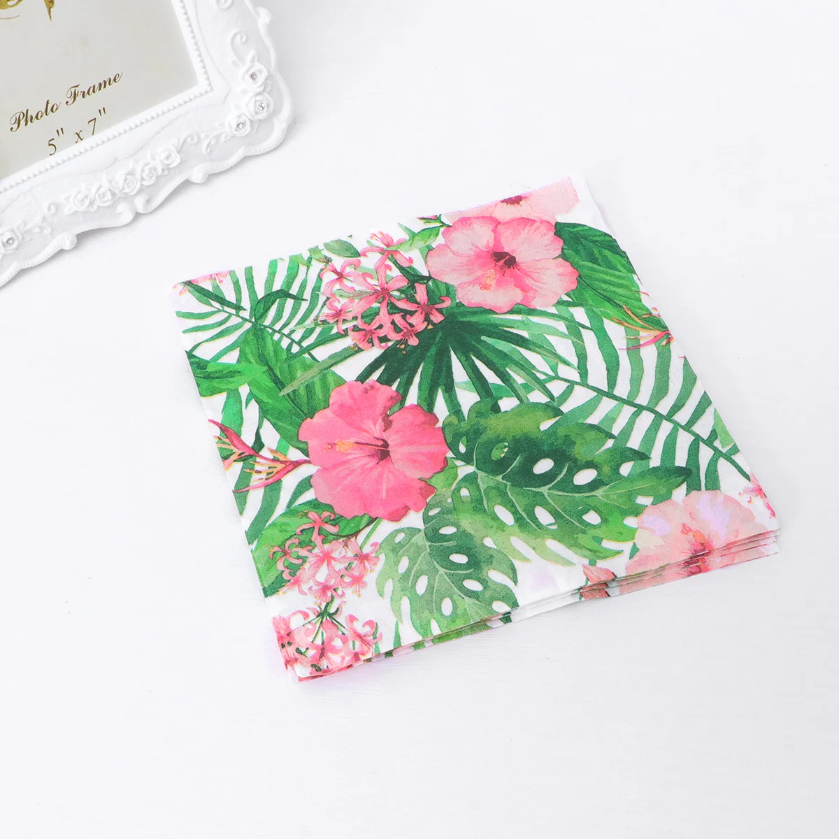 20PCS Hawaii Disposable Party Supplies Decorative Monstera Flower Napkins Paper Party Napkins for Summer Carnival