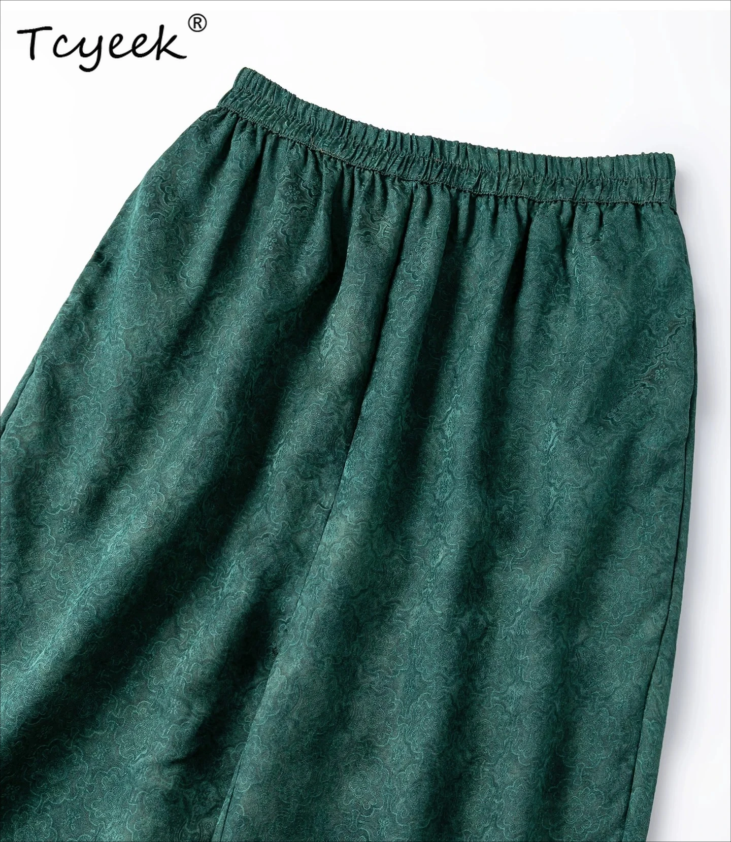 

Tcyeek 100% Natural Silk Pants Women Summer Clothes Casual Elastic Waist Harem Pants Jacquard Woman Trousers Streetwear Штаны