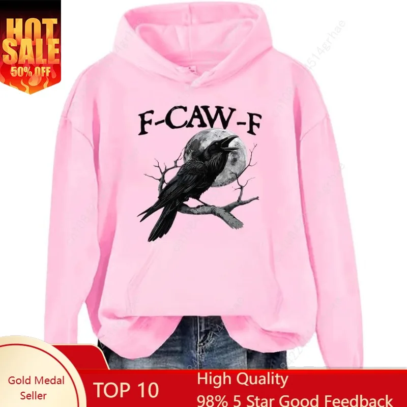 

Caw Crow Sweatshirt Funny Crow Hooide Caw Long Sleeve for Women