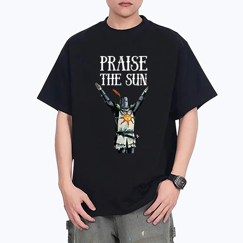 

Hot sale Dark Soul streetwear Oversized Tee shirt Summer 100% Cotton short sleeve Men Women Crew Neck T-shirt Unisex clothing