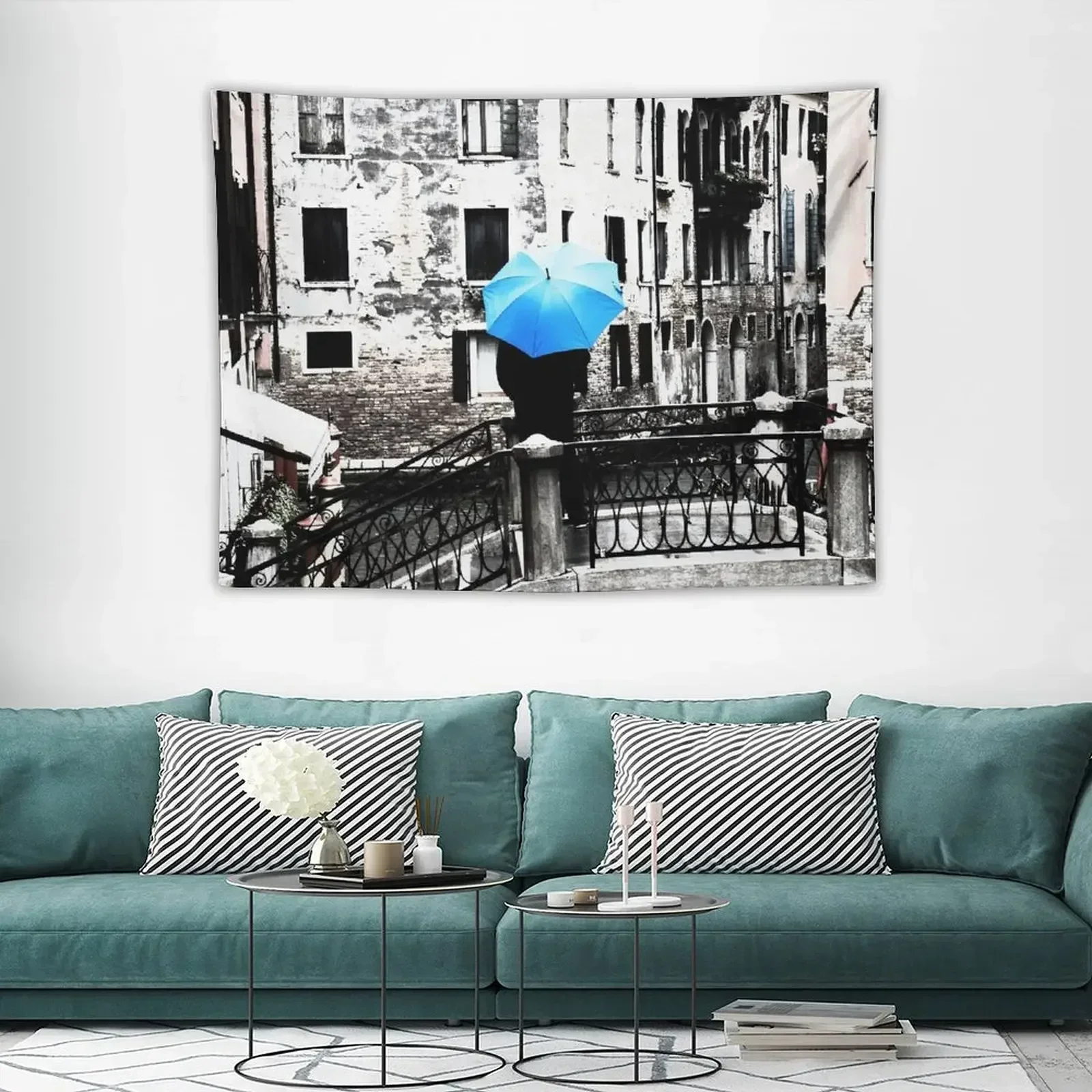 

Blue Umbrella in Venice Tapestry Decor For Bedroom Aesthetic Room Decor Korean Wall Coverings Wallpaper Tapestry