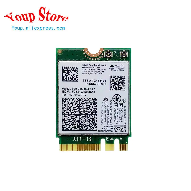 New Orig For Lenovo Y40 Y50 Y70 Z40 Z50 E40 K40 N23 Series Intel Dual Band Wireless-AC 7260 WiFi+BT 4.0 Card 20200552 04X6007