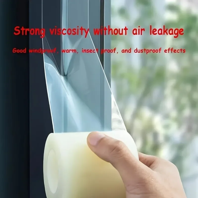 5/10/20M Transparent Window Weather Sealing Tape Clear Window Draft Isolation Sealing Film Tape No Residue Removes Cleanly