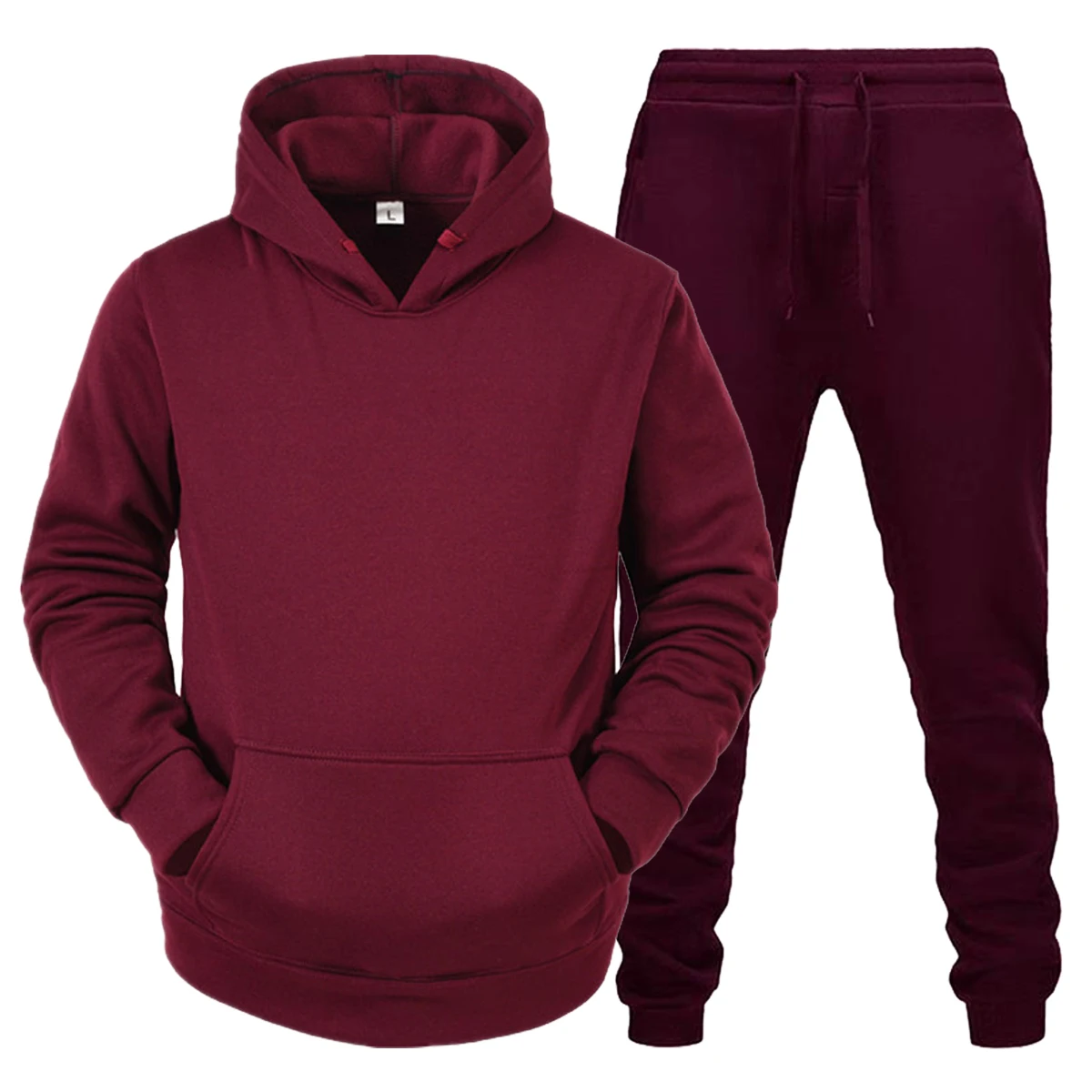 Tracksuit Set 2Pcs Sportswear Solid Color Men\'s Hooded Sweatshirt+pants Pullover Hooded Sweatshirt Sportswear Set Casual Suits