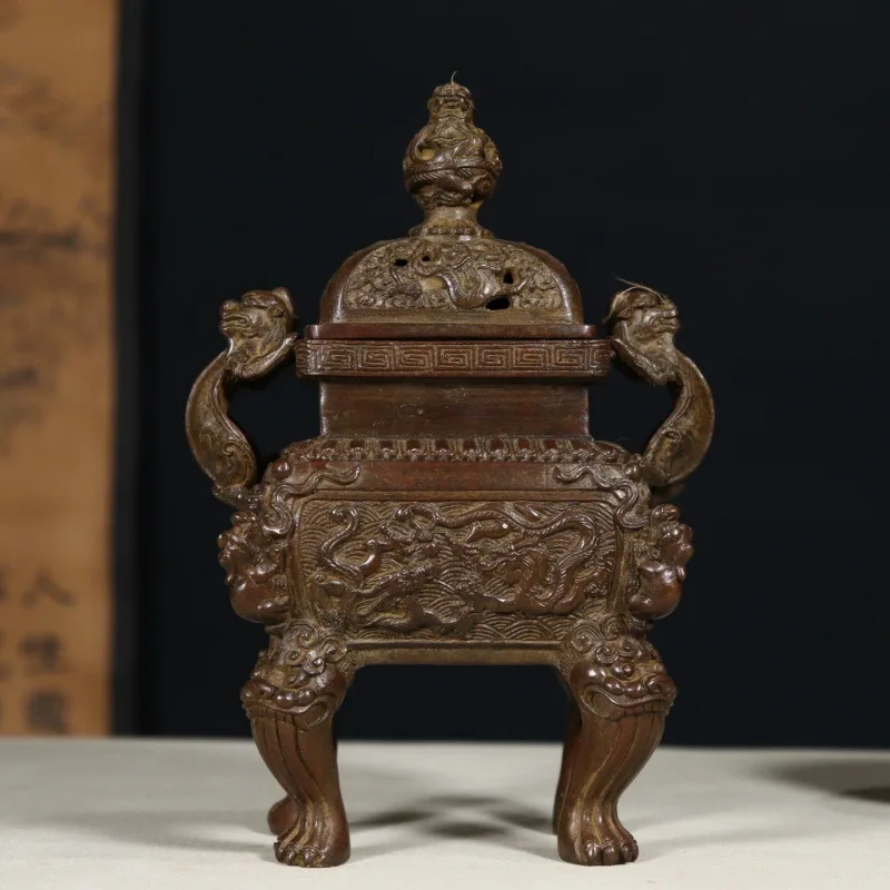 HYS Pure Copper Incense Burner Su Gongli Long Ear Shuanglong Incense Burner Incense Products Buddhist Hall Supply