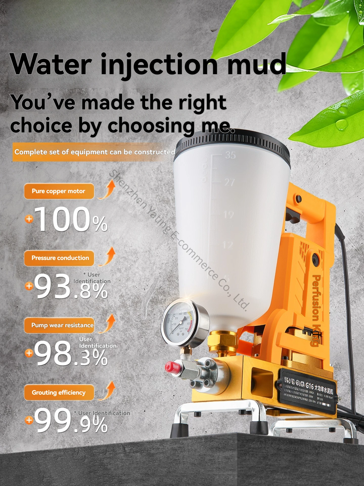 High Pressure Tungsten Steel Grouting Machine Waterproof Plugging Ceramic Tile Hollow Drum Grouting Polyurea Cement Steel Pump