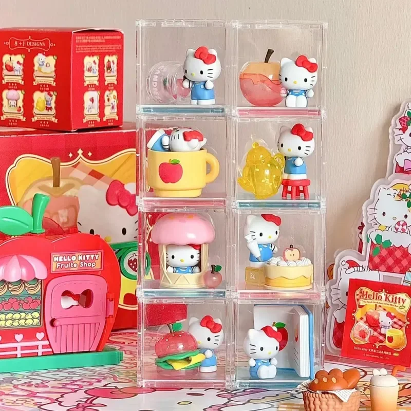 

Sanrio Hello Kitty Apple Workshop Series Mini Blind Box Figures With Clear Display Case Desktop Ornaments Gift