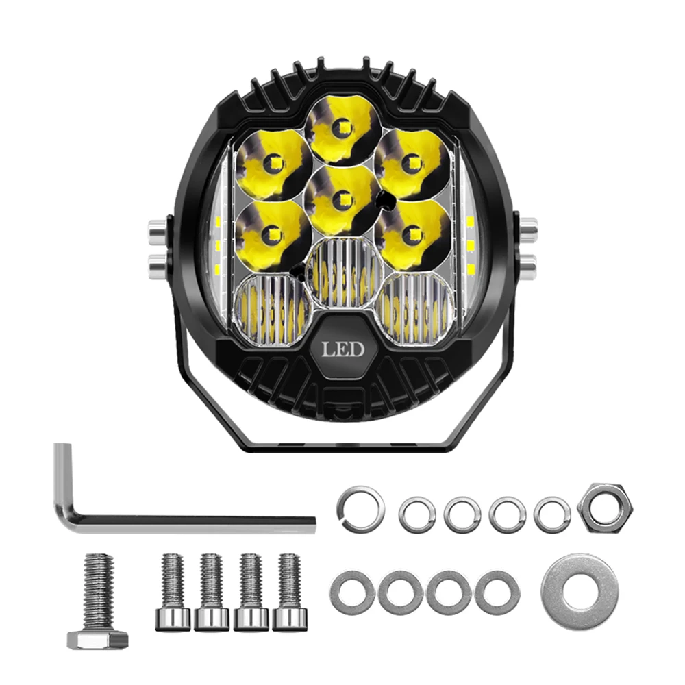 7 Inch LED Headlights DRL Hi/Lo Beam 90W 9000LM Work Light 9 LEDS Spotlight For Niva Motorcycle Offroad 4x4 UAZ Wrangler Jeep JK