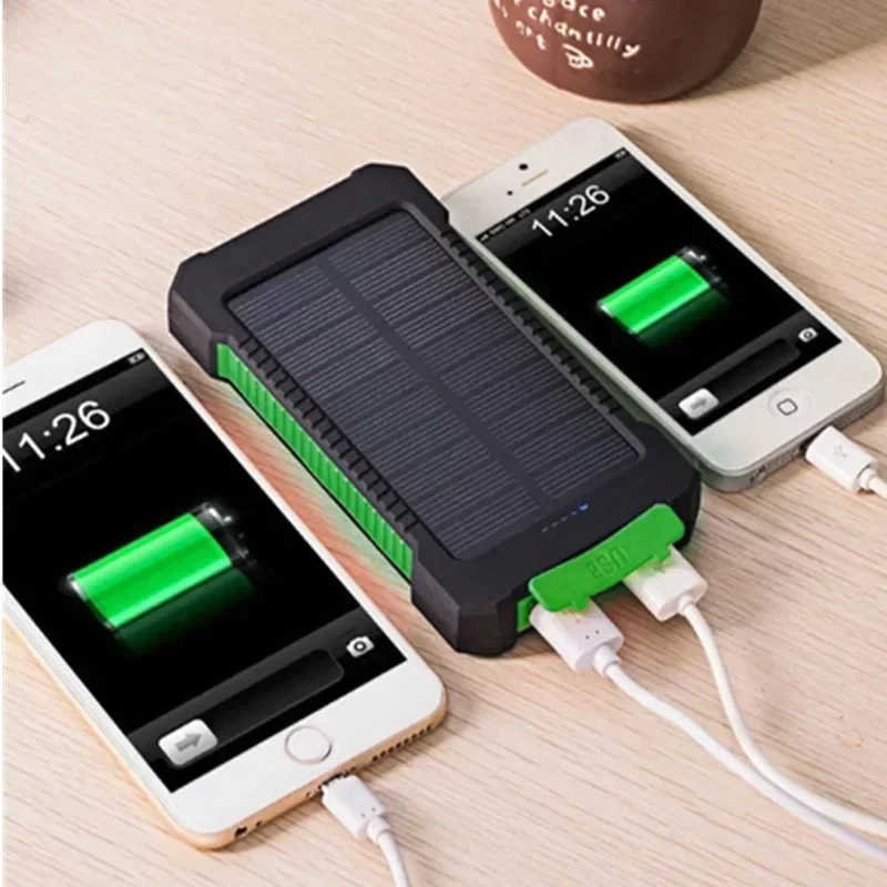 Waterproof Battery Charging Power Bank with Solar Panel, Portable 20000mAh Battery Pack Emergency Supply