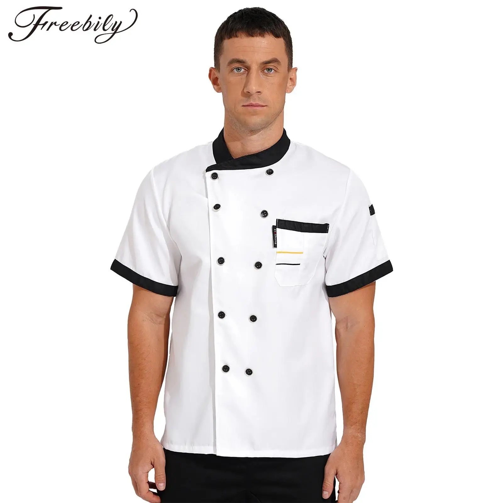 Mens Chef Jacket Restaurant Kitchen Uniform Workwear Unisex Chef Jacket Hotel Kitchen Cooking Clothes Catering Chef Shirt