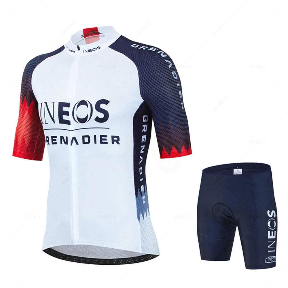 Ineos Sommer Fahrradtrikot Herren MTB Kurzarm Radsport-Set Herren Fahrradshorts Set MTB Ropa Ciclismo Fahrradshirts Maillot Bekleidung