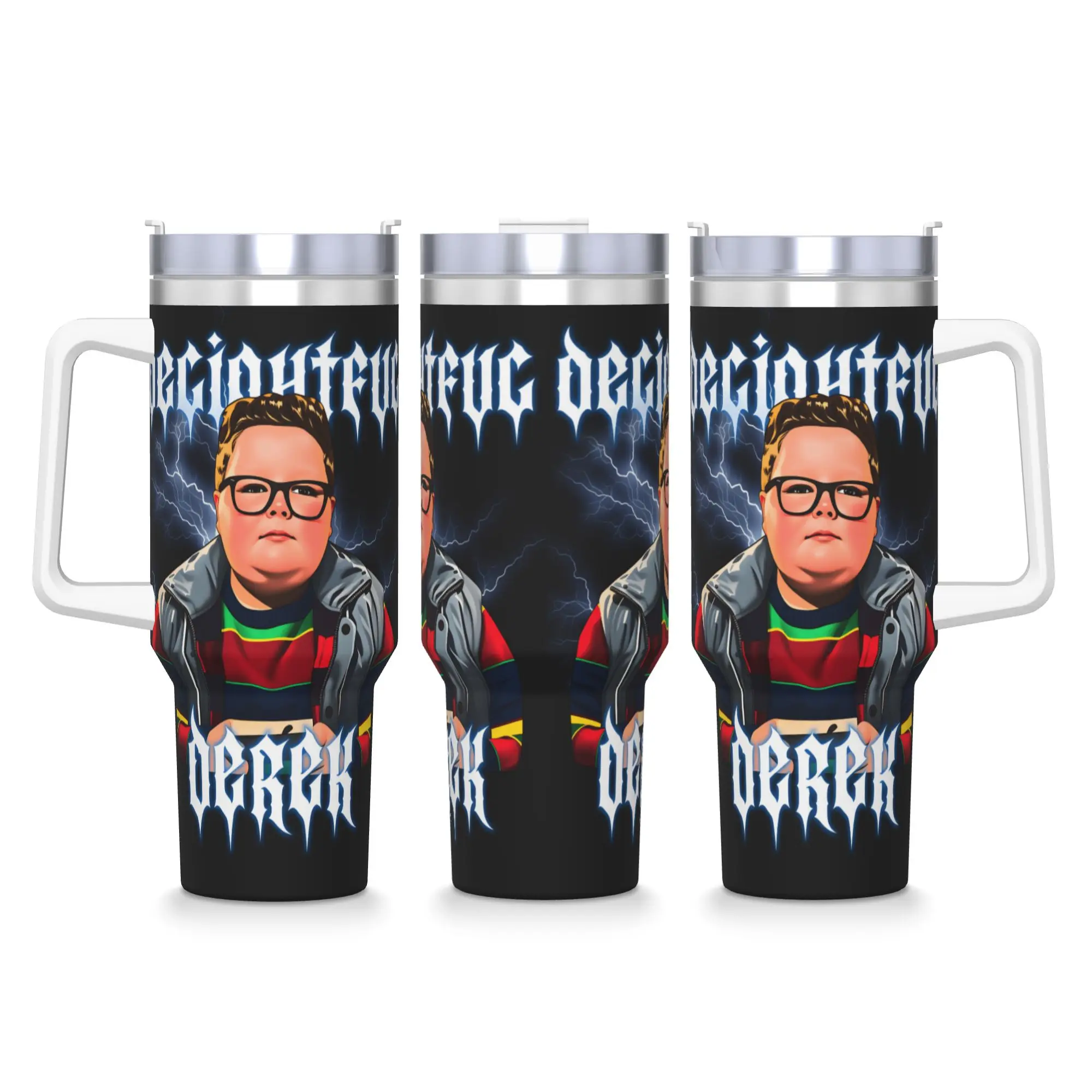 

Stainless Steel Tumbler Delightful Derek Horror TV Mugs Cup With Straws Travelist Cold Drink Water Bottle Insulated Large Mug