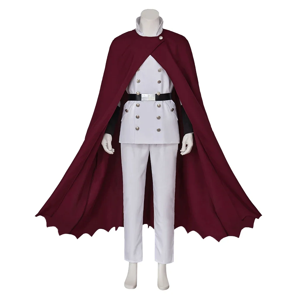 

Yhwach Cosplay Costumes White Military Uniform Suit with Red Cloak for Men's Halloween