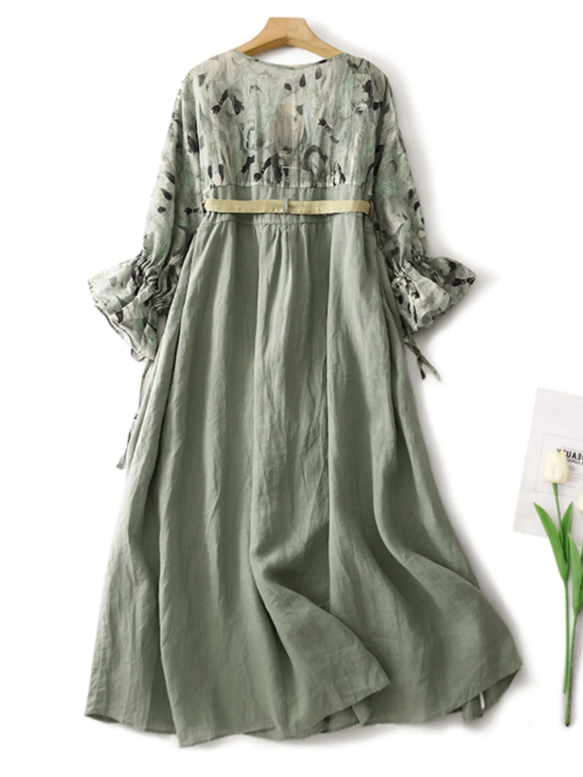 Ele 伝統的な中国風プリント マキシ丈スカート レディース 夏用 レギュラーウェア 新作 スレ ナショナルトレンド スプライシング フローティングロングスカート