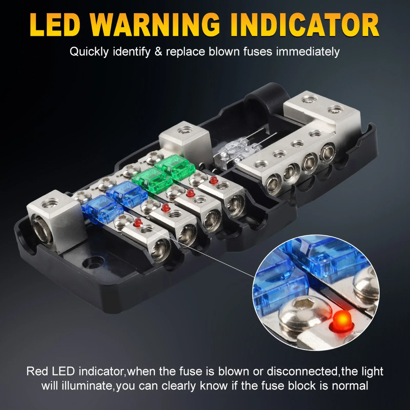 12V 24V 4 Ways 30A 60A 80A Fuse Holder Power Distribution Block Fusebox Fuse Power Fuse Holder Car Fuse for Boat RV Camper Truck view 5