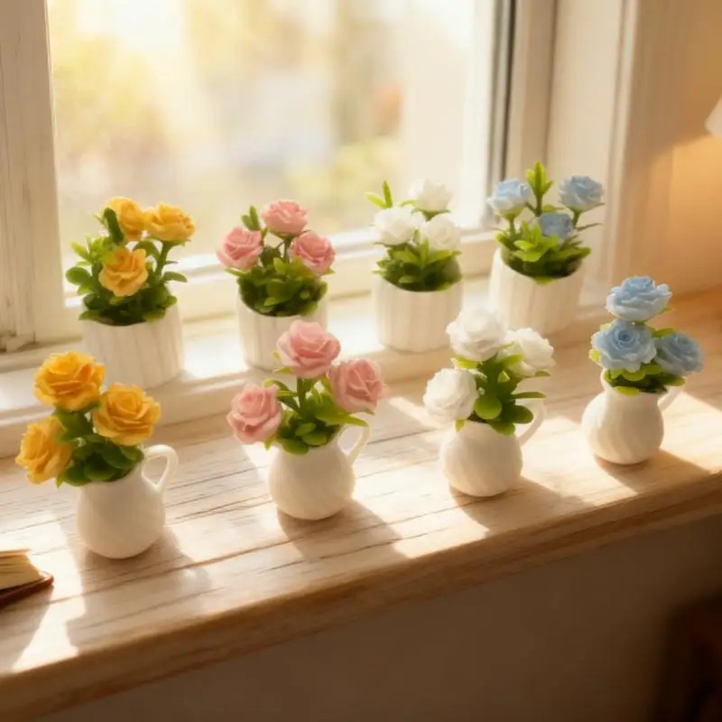 

Mini Simulation Green Potted Plant 1/12 Scale Dollhouse Micro Landscape Ornament, Mini House Decor Accessories