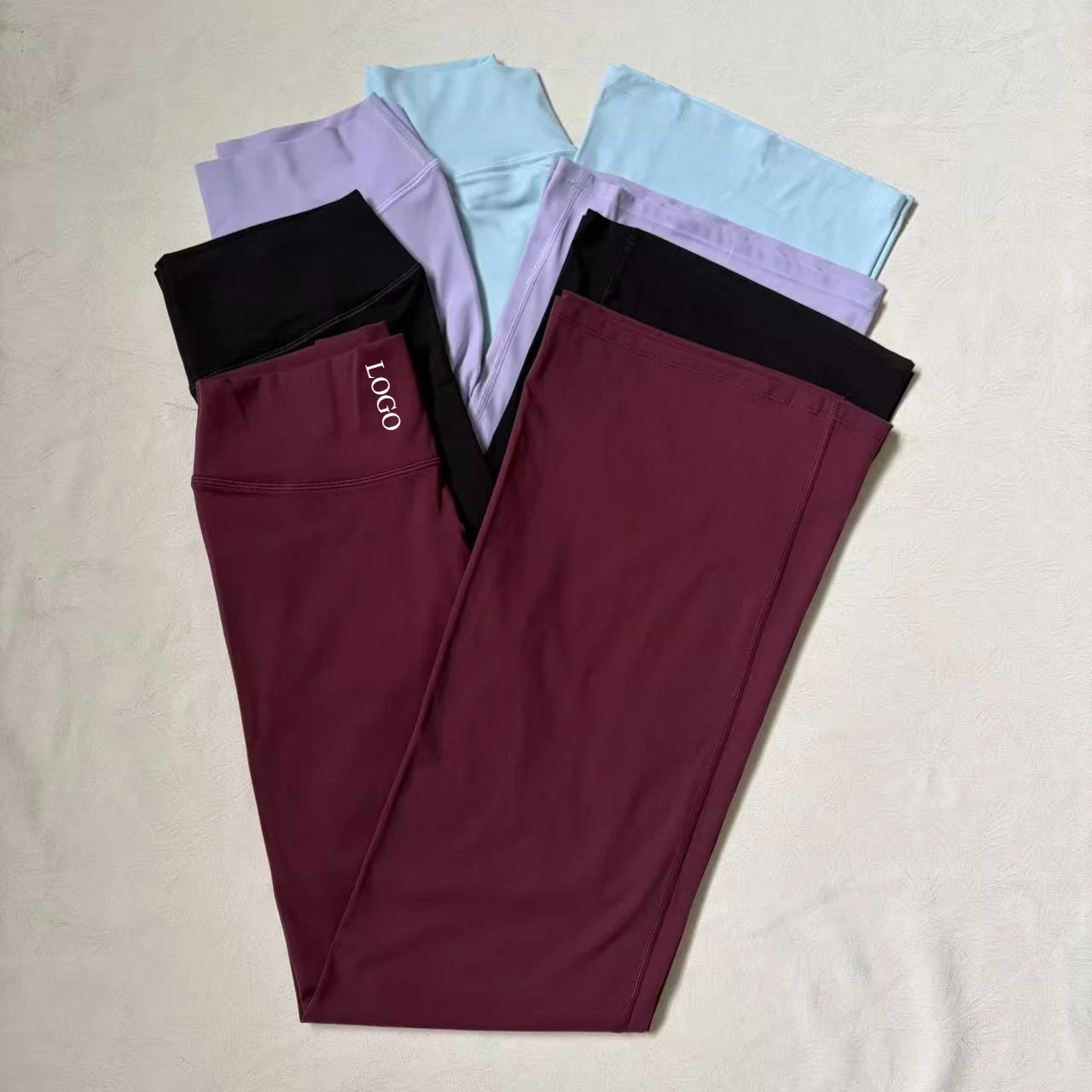 Logo Women High Rise Flared Yoga Pants Butt Lifting Naked Soft Stretch Gym Running Daily Long Workout Pants
