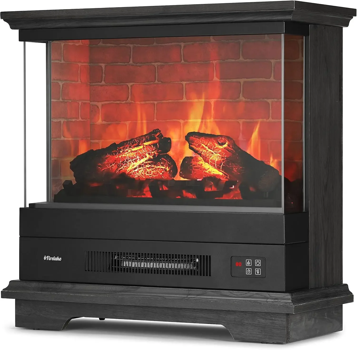 

TURBRO Firelake 27-Inch Electric Fireplace Heater - Freestanding Fireplace with Mantel, No Assembly Required - 7 Adjustable Flam