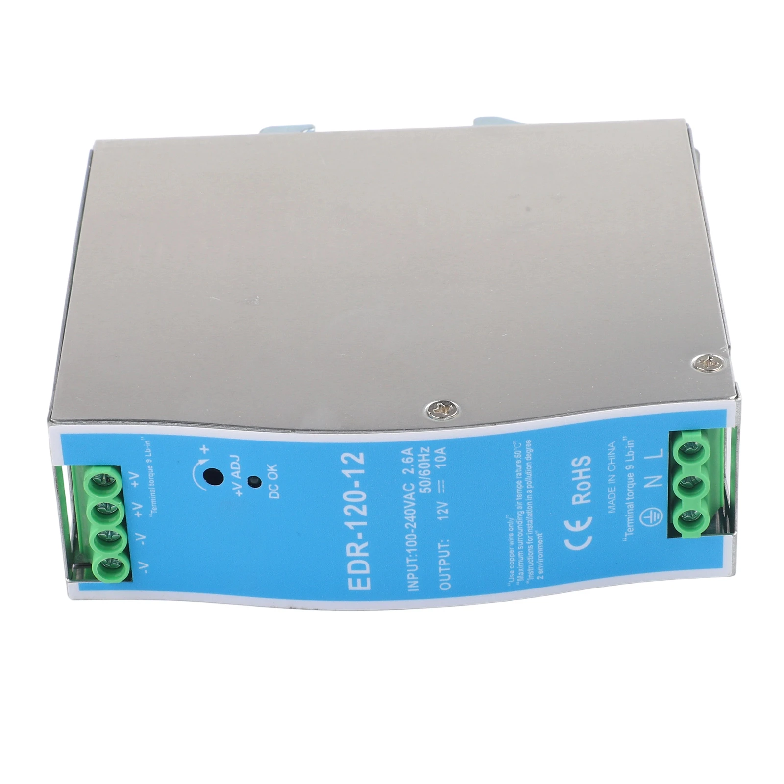 Fonte de alimentação de comutação de trilho DC 12V 120W para equipamentos eletromecânicos com proteção contra sobrecarga e curto-circuito