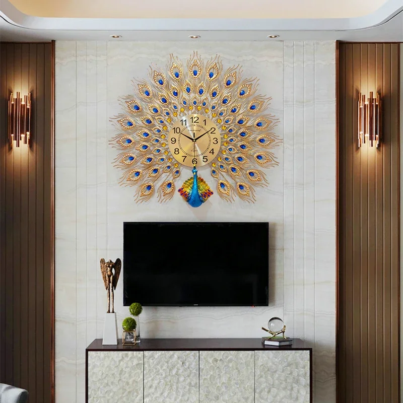 Peacock Fashion Wall Clocks Design Silent Aesthetic Bedrooms Modern Wall Watch Luxury Art Mural Horloge Murale Home Decoration