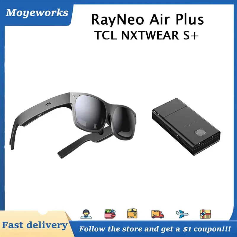 TCL NXTWEAR S+ RayNeo Air plus AR Glasses 215-Inch HD 120Hz Micro