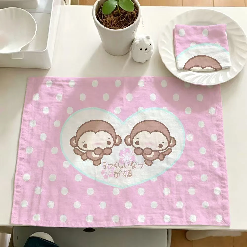 Retro Niedliche Affen-Tischdecke für Wohnheim Schlafzimmer Cartoon Polka Dot Handgemachte Dekoration Tischunterlage Staubdichte Tischdecke – Detail 1