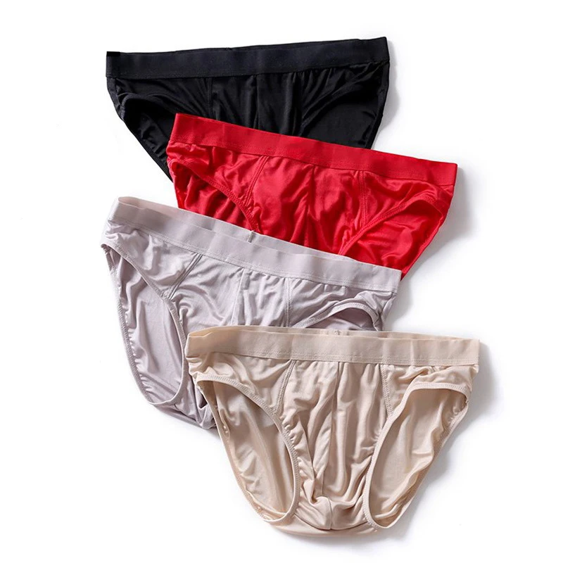 

Men's Underwear Ultra-thin Silk Mid-rise Triangle Briefs Comfortable and Breathable No Trace