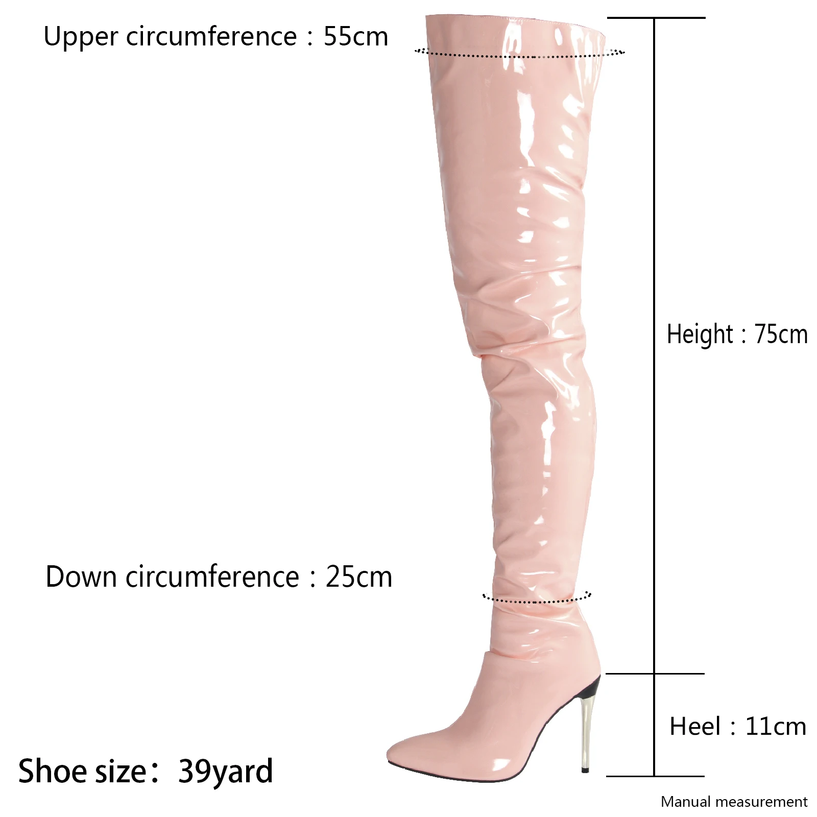 2023 Women Boots Patent Leather Over The Knee Boots Sexy High Heels Black Pink Thigh High Boots With Zipper Girl Shoes