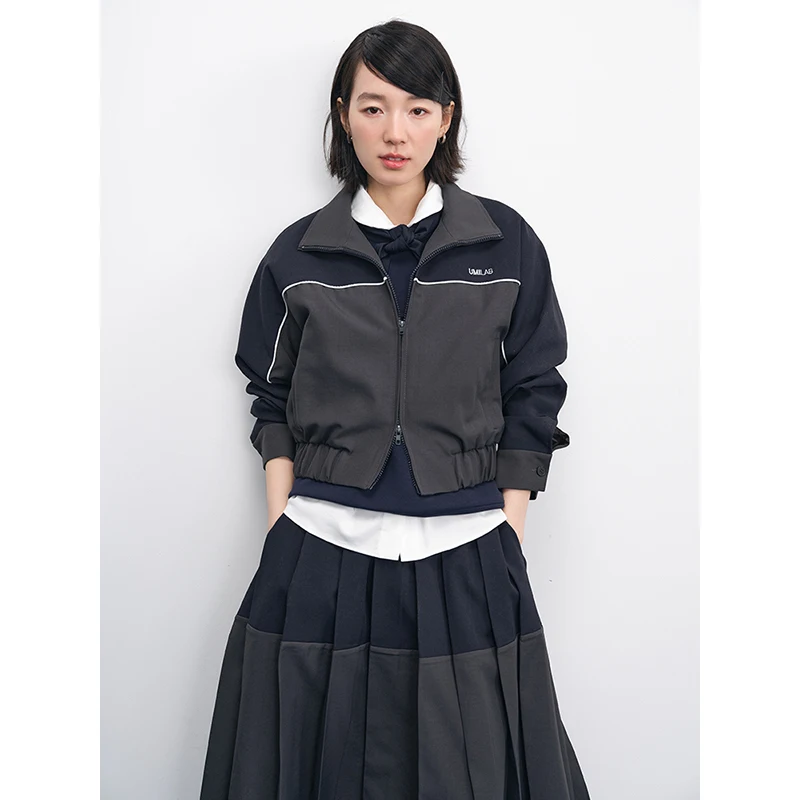 

UMILAB Spring Summer Special Sale Sporty Jacket with Elastic Waist Skirt Set Long Sleeve Zipper Closure Polyester Fiber Casua...