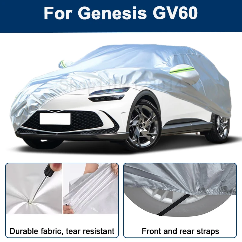 

Всепогодный чехол для автомобиля Genesis GV60 с отражающими полосами, водонепроницаемый, снегозащитный, пылезащитный, с защитой от УФ-излучения, автоаксессуары