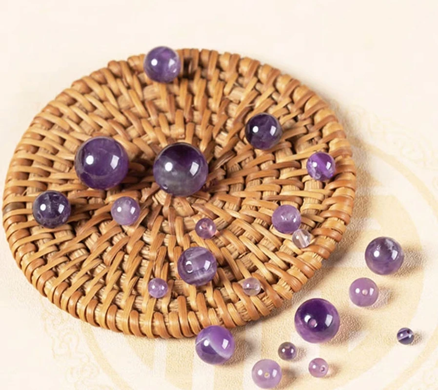 סיטונאי 20 יח'\אריזה אמתיסט טבעי כדורי כדור קטן (אין חור) 4 מ