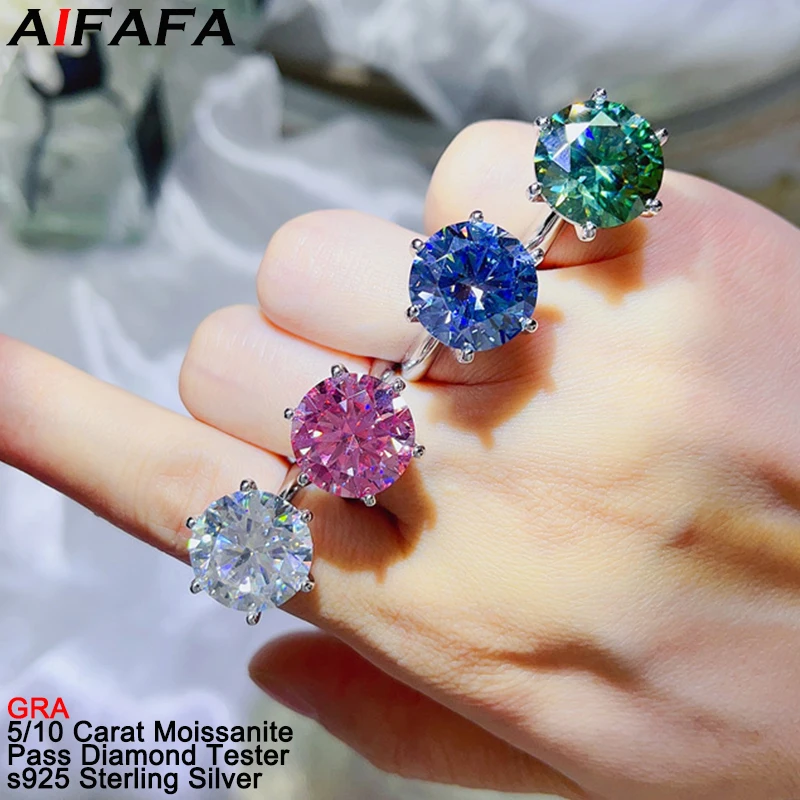 10 Carat Pink Green Sapphire Moissanite Diamond Rings Luxury 925 Sterling Silver Moissanita Wedding Engagement Ring Fine Jewelry