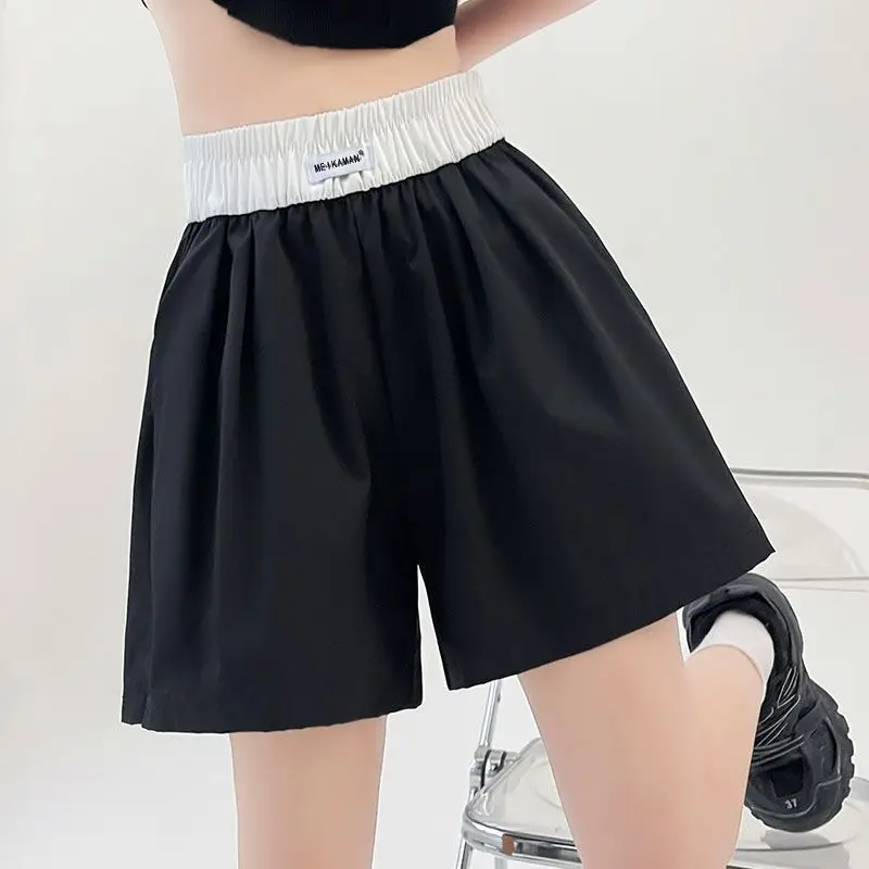 Ice Silk Quick Dry Shorts Women Wide Leg 5 Inch Summer Thin Loose Fit Slimming Casual Sports Y2K Korean Style  Sweatpants Women
