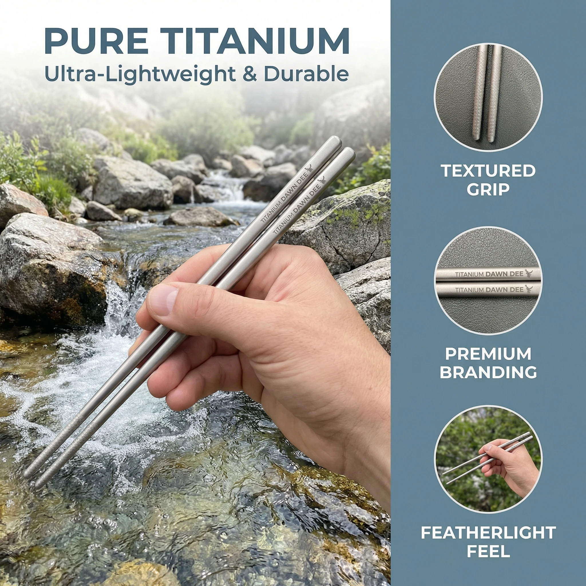 3-in-1 Titanium Ultra-Light Cutlery Set Multifunctional Portable Food Topper Cutlery with Beer Open Design Titanium Spoon - view 6