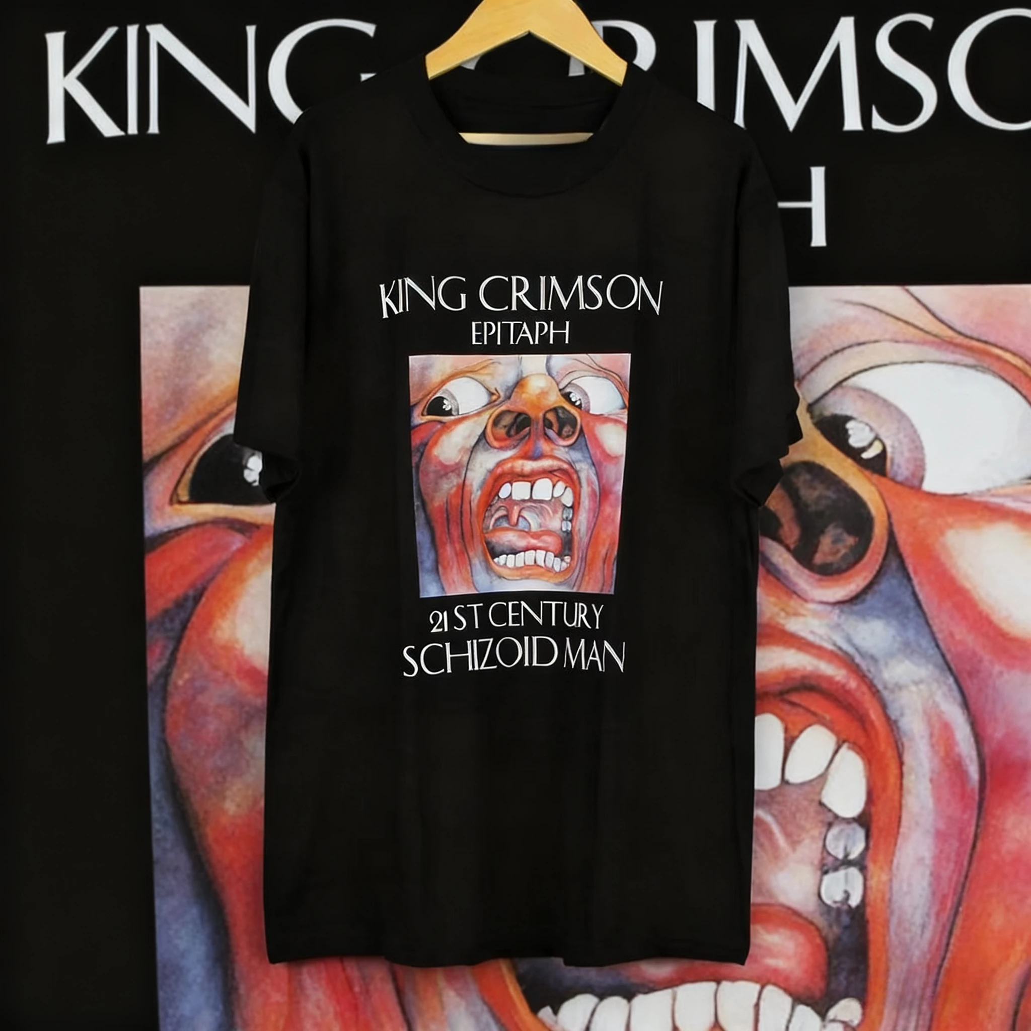 2025 الصيف الملك قرمزي 100% القطن تي شيرت مطبوع الرجال شخصية الموضة الشارع قصيرة الأكمام القطن فضفاض طاقم الرقبة الرجال