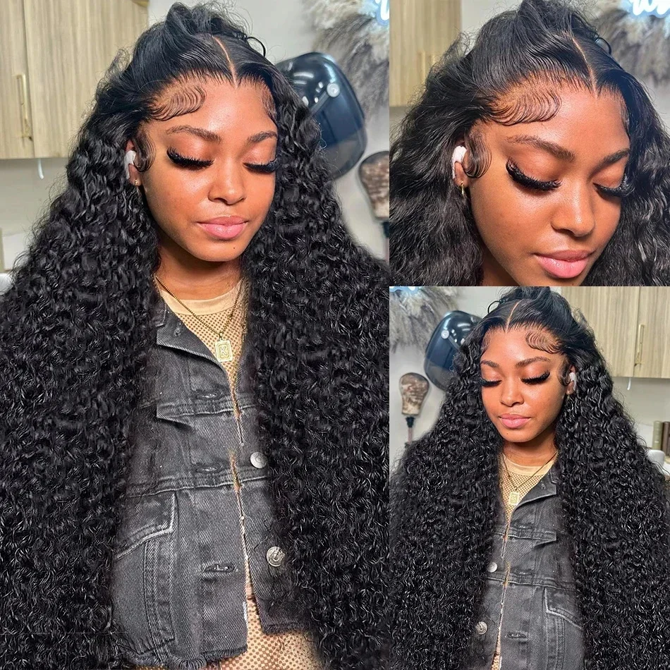 

Deep Wave Lace Front Wigs Human Hair Pre Plucked 180% Density 13x4 Deep Curly HD Transparent Lace Frontal Wigs Human Hair