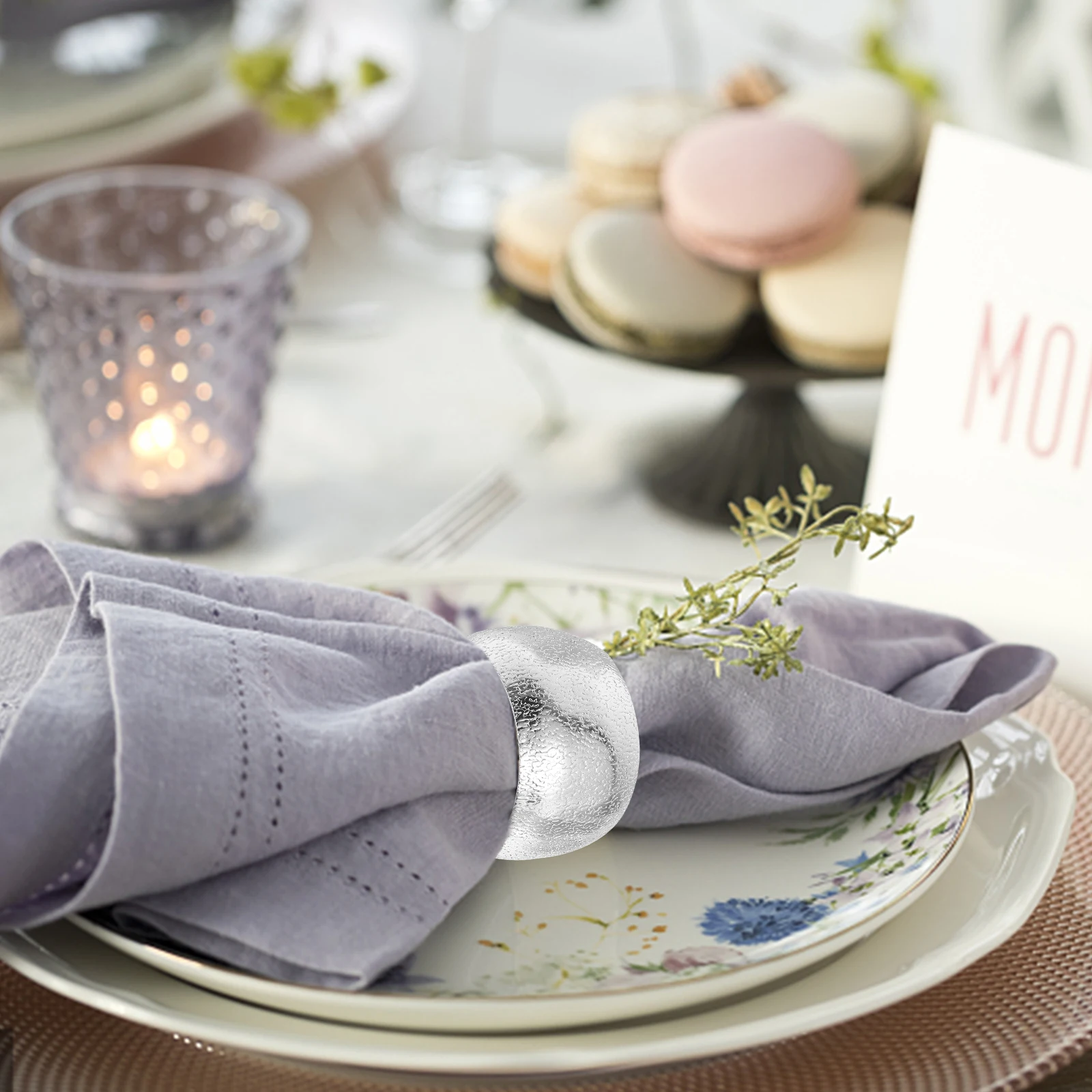 

6Pcs Stainless Steel Silver Napkin Rings Metal Napkin Holders for Wedding Banquet Table Dinner Party Decoration