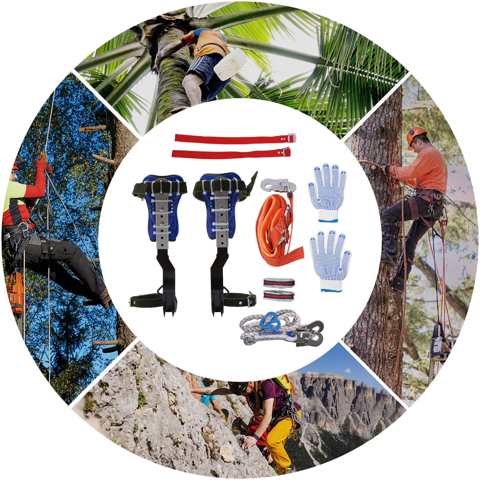 Tree Climbing Harness Kit Climbing Gear Outdoor 2m Rope Climbing Spikes Climbing Equipment Complete Kit Rock Climbing Equipment