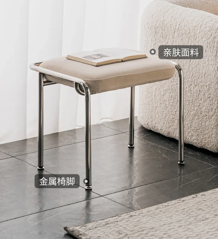 Retro home low stool, soft bag, shoe changing stool, bedroom light luxury