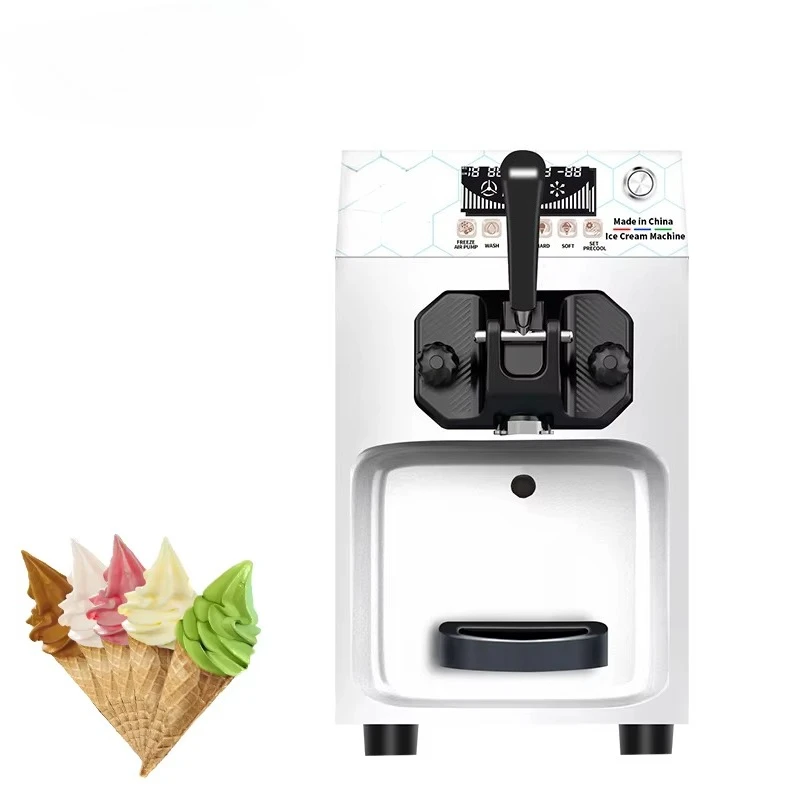 

Single Head Mini Desktop Ice Cream Machine with Milk Fully Automatic Cone Soft Ice Factory Price