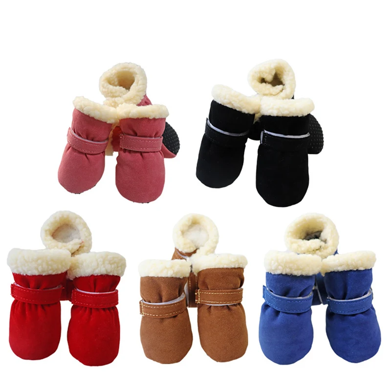 4pcs/set Winter Small Dogs Waterproof Anti Slip Shoes Candy Colors Pet Dog Shoes Boots Socks Snow Booties Puppy Chihuahua