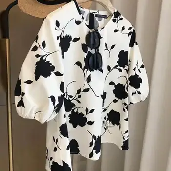ZANZEA 우아한 여성 블라우스, 여름 보헤메인 홀리데이 탑, 꽃 프린트 블라우스, 캐주얼 O넥 반팔 파티 셔츠, Mujer 2024 