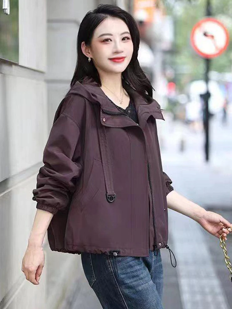 

Faionable ort Outerwear Women's Clothing Small Fraance Sle Agel Commuter Windbreaker Breathable Long Sve Zipper