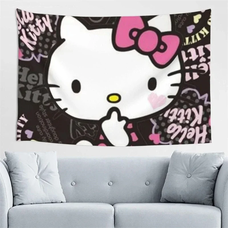 Hello Kitty Tapestry Microfiber Multi-size Wall Decoration Bedside Curtain Party Atmosphere Decoration Birthday Party Special