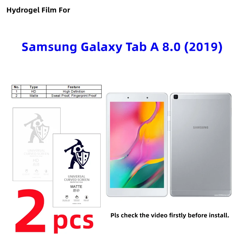 

2 шт. матовая Гидрогелевая пленка для Samsung Galaxy Tab A 8,0 HD, Защита экрана для Galaxy TabA 8,0 2019, прозрачная/матовая защитная пленка