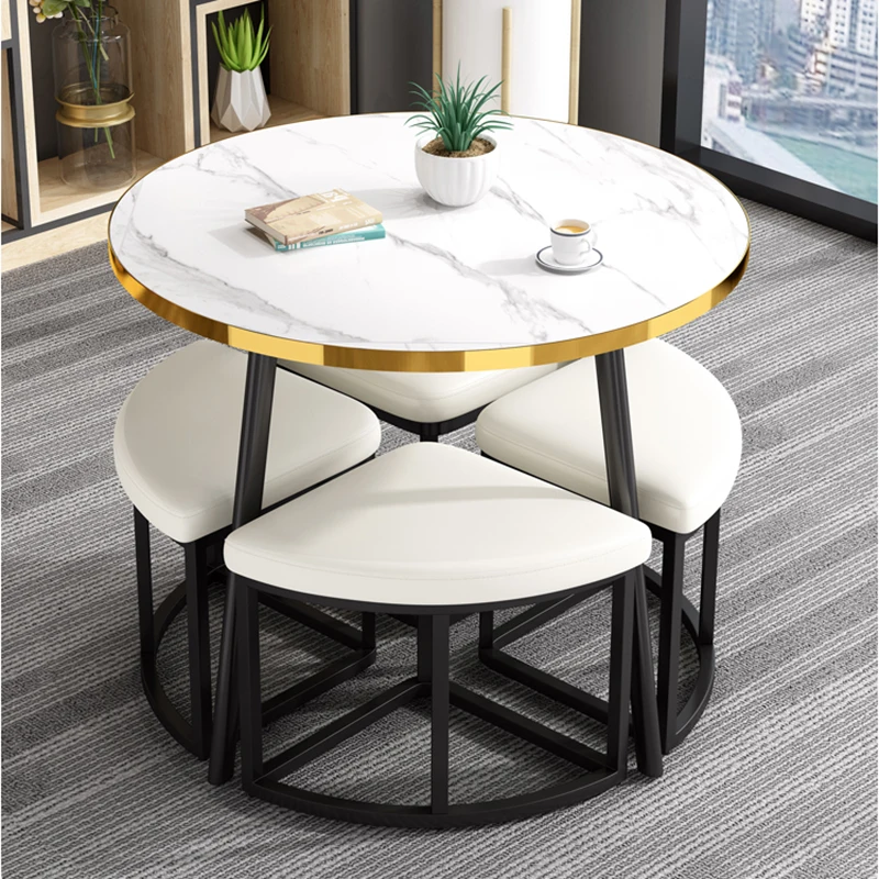 Luxury Side Coffee Tables Center Modern Designer Gold Livingroom Round Marble Table Luxury White Stoliki Kawowe Hotel Furniture